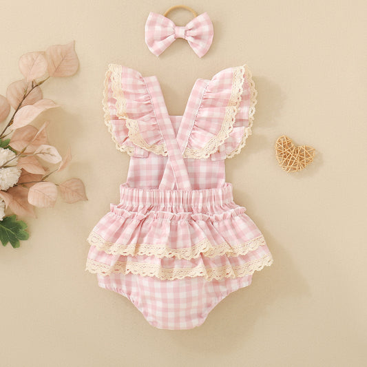 Plaid Summer Girls Jumpsuit